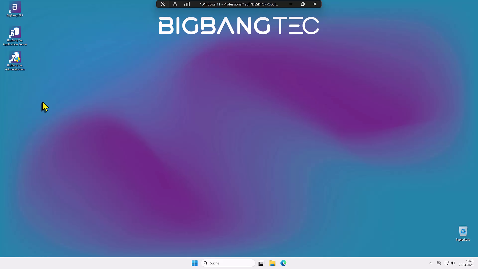 Windows Desktop mit BIGBANGTEC ERP Symbol